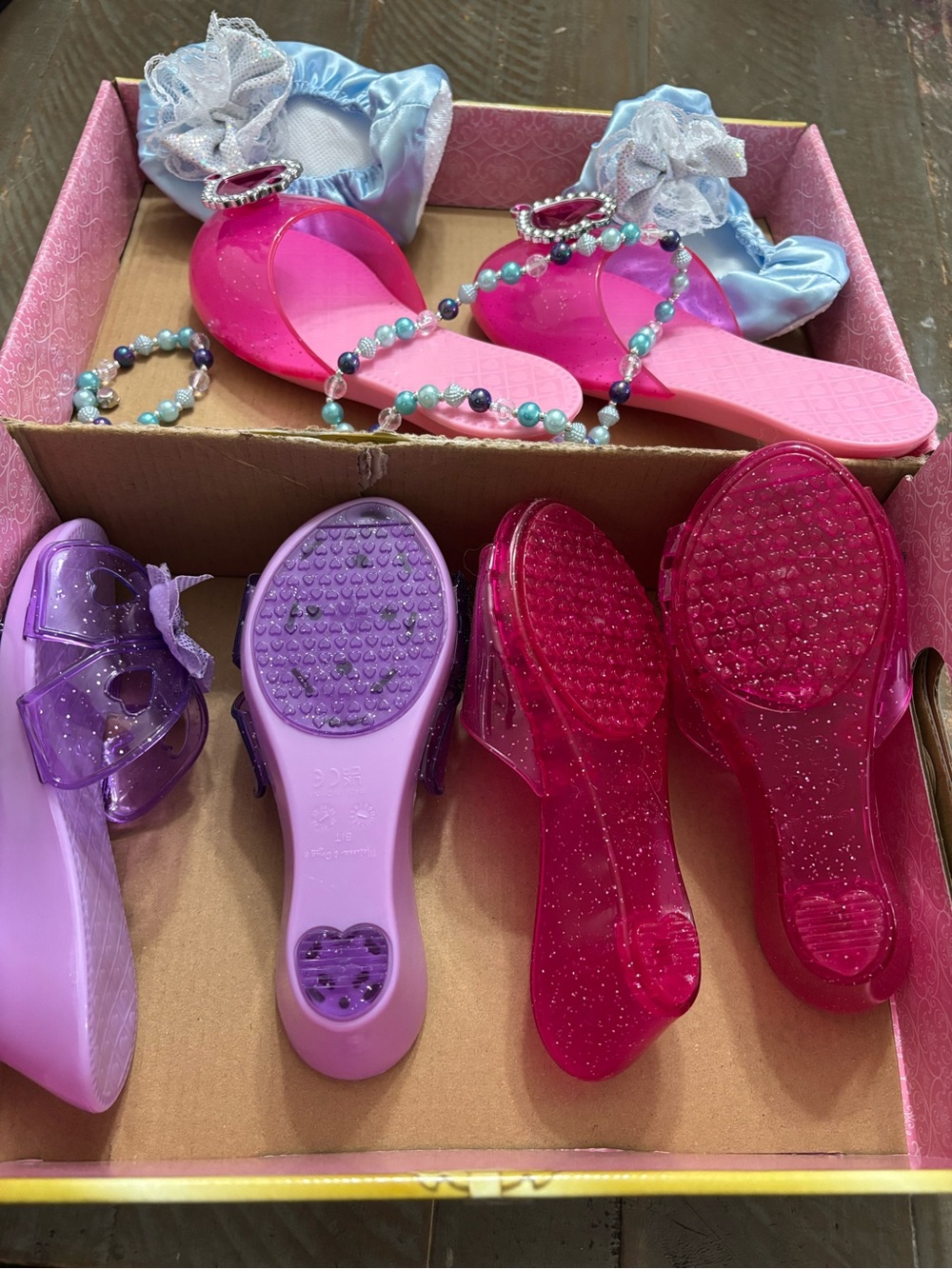 Girls Sparkle Jelly Sandals Set in Hot Pink and Purple